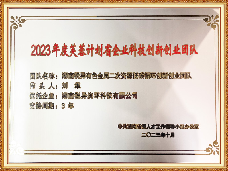 The 2023 Furong Plan Provincial Enterprise Science and Technology Innovation and Entrepreneurship Team